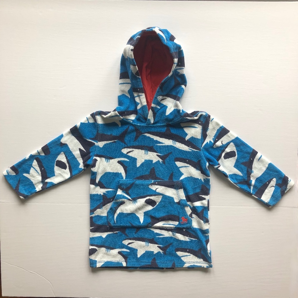 Mini Boden Blue Shark Graphic Towelling Throw-On